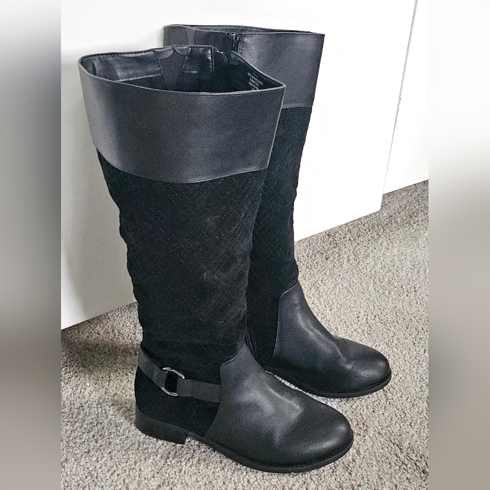 Black Leather Knee-High Boots